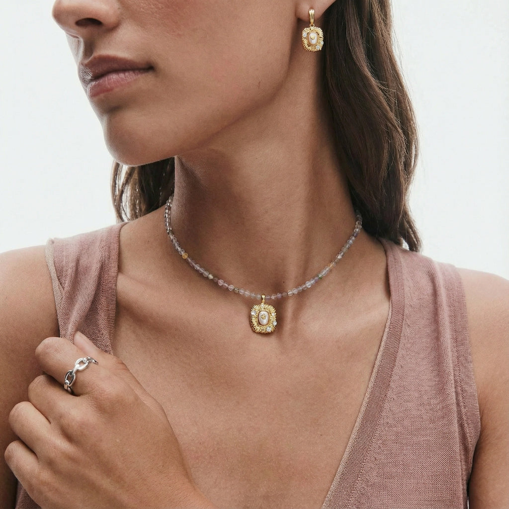 Gem Cluster Pendant Necklace