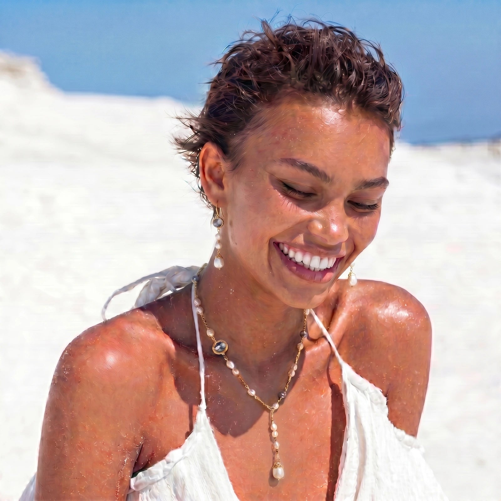 Silver Tide Pearl Lariat
